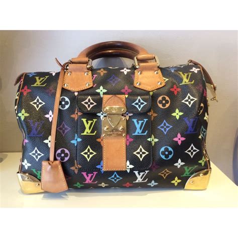 bauletto lv nero loghi multicolor